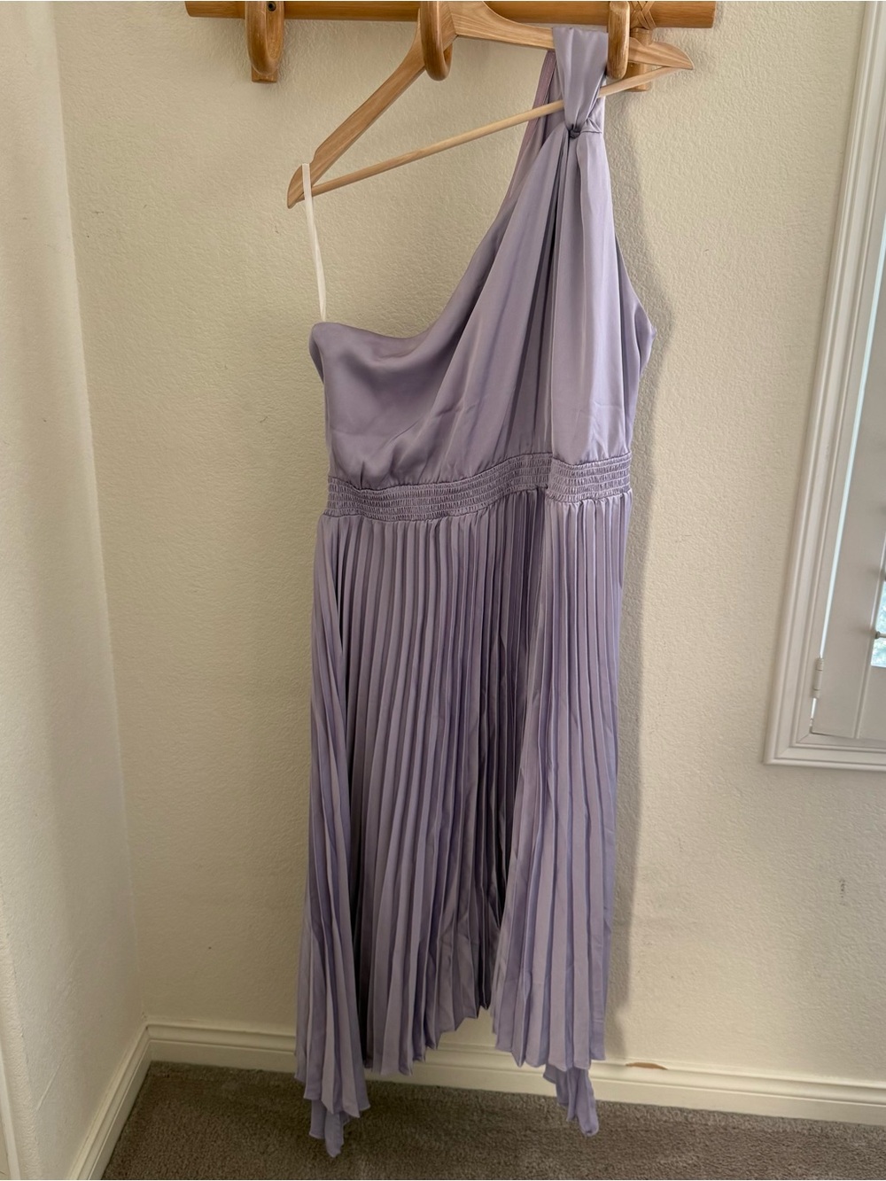 Grace Karin formal cocktail lavender lilac one shoulder asymmetrical midi dress